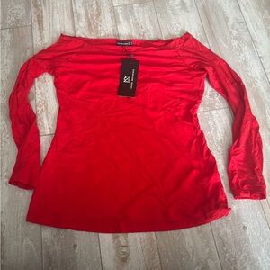Elegant Red Long Sleeve Top by Max Studio